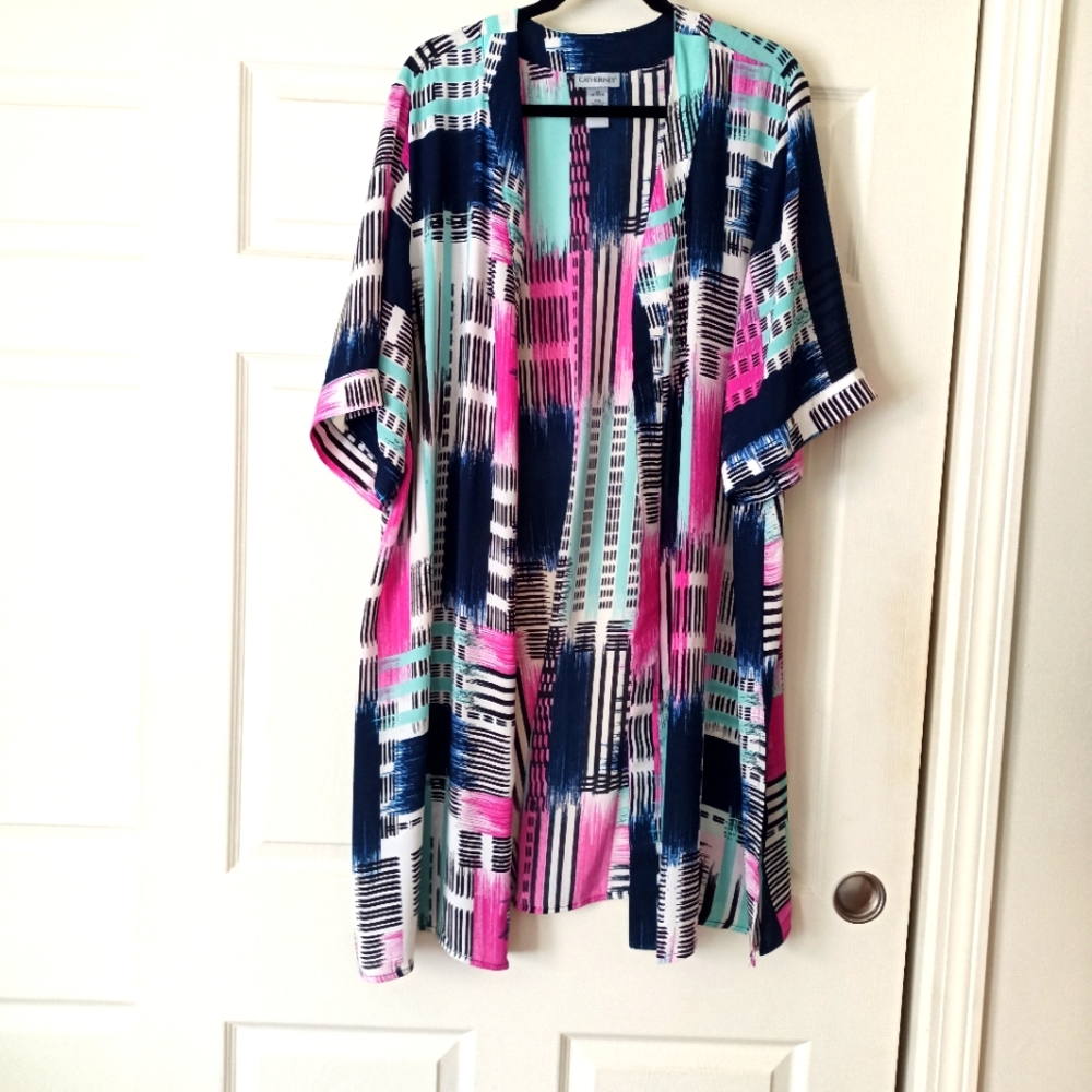 Catherine plus size short sleeve duster.